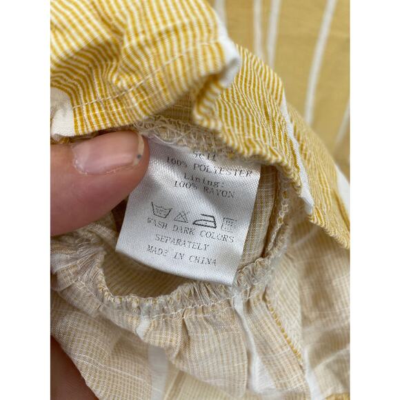 Girl and the Sun Stripe Ruffle V-Neck Yellow Peplum Top Size Small - Picture 5 of 8